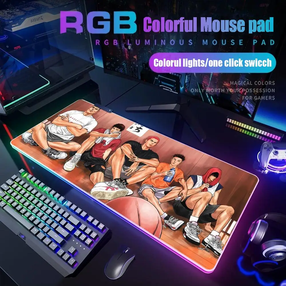 

Anime Slam Dunk Mouse Pad Gamer Rgb Desk Mat Back Light Led Mousepad Setup Gaming Accessories Deskmat Big Mousepad Backlight