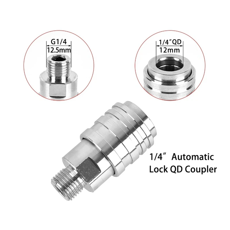 A03F Stainless Steel 1/4'' QD Coupler Pressure Washer Adapter, 5-Pack Automatic Lock Quick Disconnect for High Pressure Spray