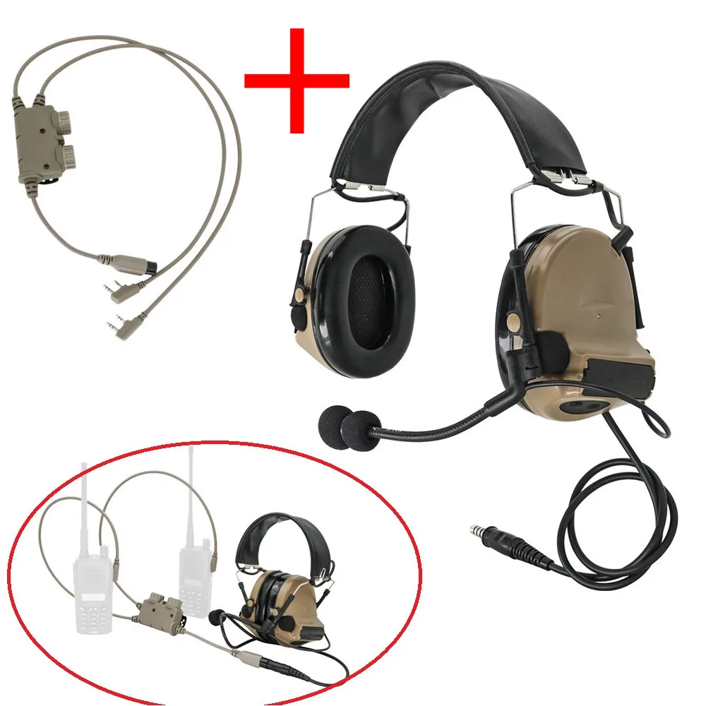 

Tactical Headset COMTAC II Shooting Earmuff Hearing Protection Airsoft Hunting Heaphone with Tactical RAC Dual Communication Ptt