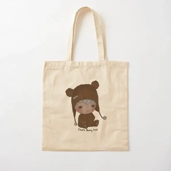 

Hirono Bear Cotton Canvas Bag Ladies Printed Foldable Reusable Casual Designer Unisex Travel Fashion Grocery Shopper Fabric