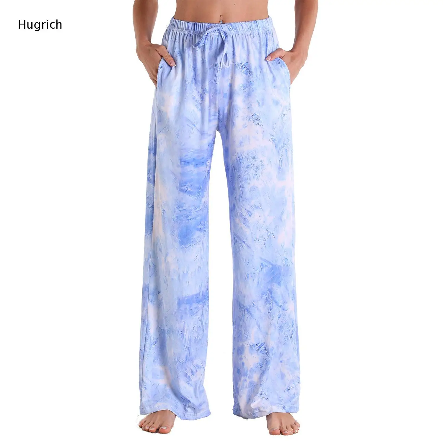 Women's Soft Plaid Wide Leg Pajama Pants - Comfortable Elastic Waist Lounge Sleepwear Bottoms for Home Relaxation and Casual
