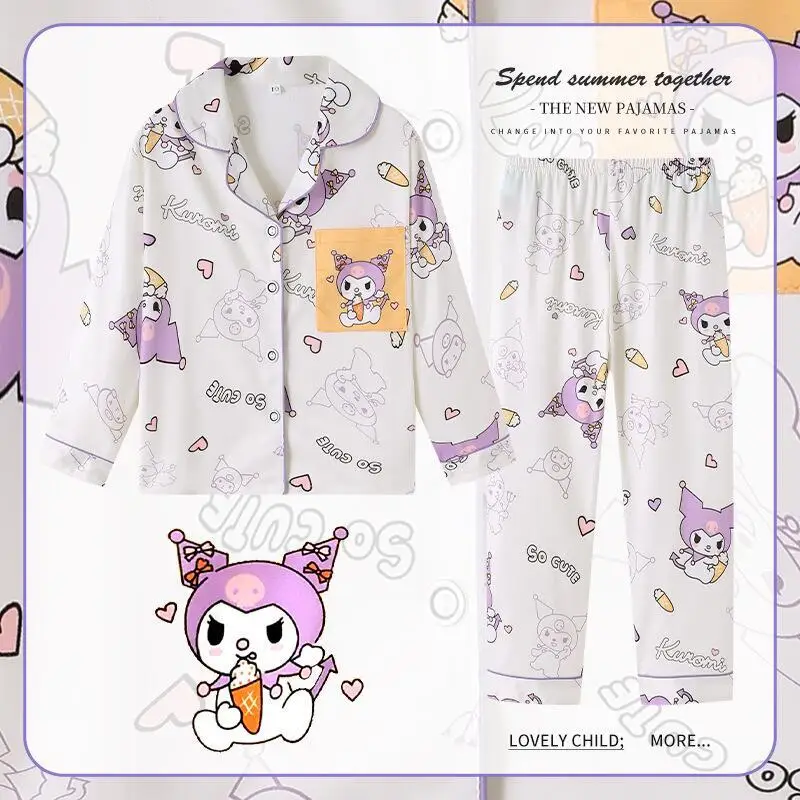 

Hello Kitty Anime Cartoon Fashion Soft Comfort Home Clothing Kawaii Hot Kuromi Girls New Autumn Long Sleeve Pajama Set