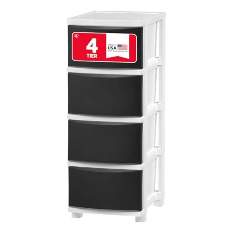 

Plastic Drawer Storage Organizer, 4-Drawers, for Classroom Art Supplies Bathroom Dorm Bedroom Laundry Room, Slim, Frame with Ma