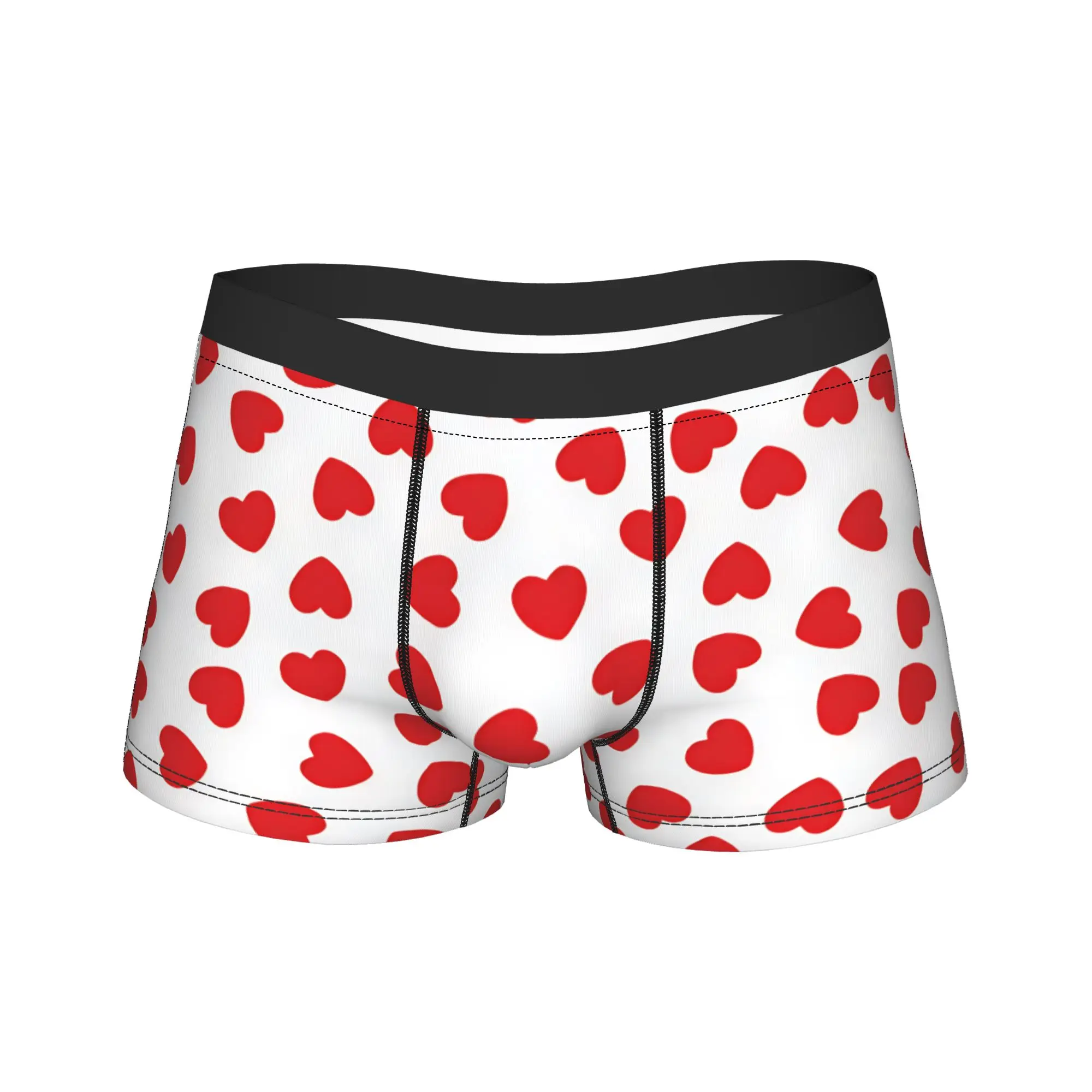

Red Heart Love Heart Underwear Males Underpants Pattern Comfortable Trunk Trenky Shorts Briefs Big Size