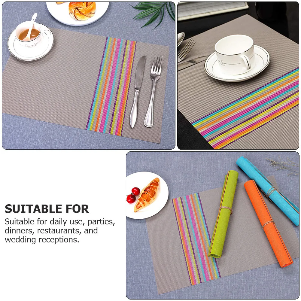 6 Pcs Placemats PVC Stain Resistant Washable Heat Insulation Non Skid Foldable Simple Kitchen Dining