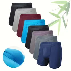 8Pcs/set Men's panties Boxers Man Bamboo Fiber Sexy Long Boxer Briefs Breathable and Soft Underwear for Men Plus Size XL-5XL