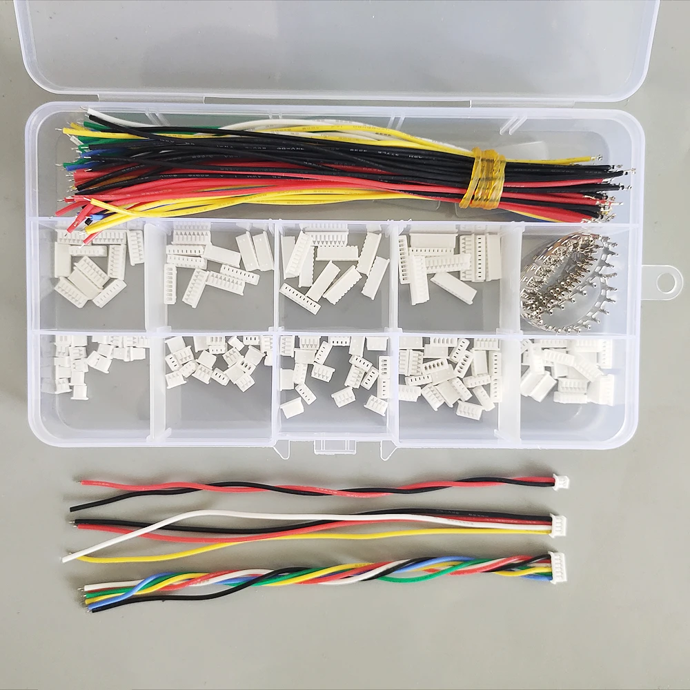 JST 1.25mm Connector with 28AWG Single-ended Pre-Crimped Soft Silicone Cables Kit Male Female 2/3/4/5/6/7/8/9/10 Pin for Diy