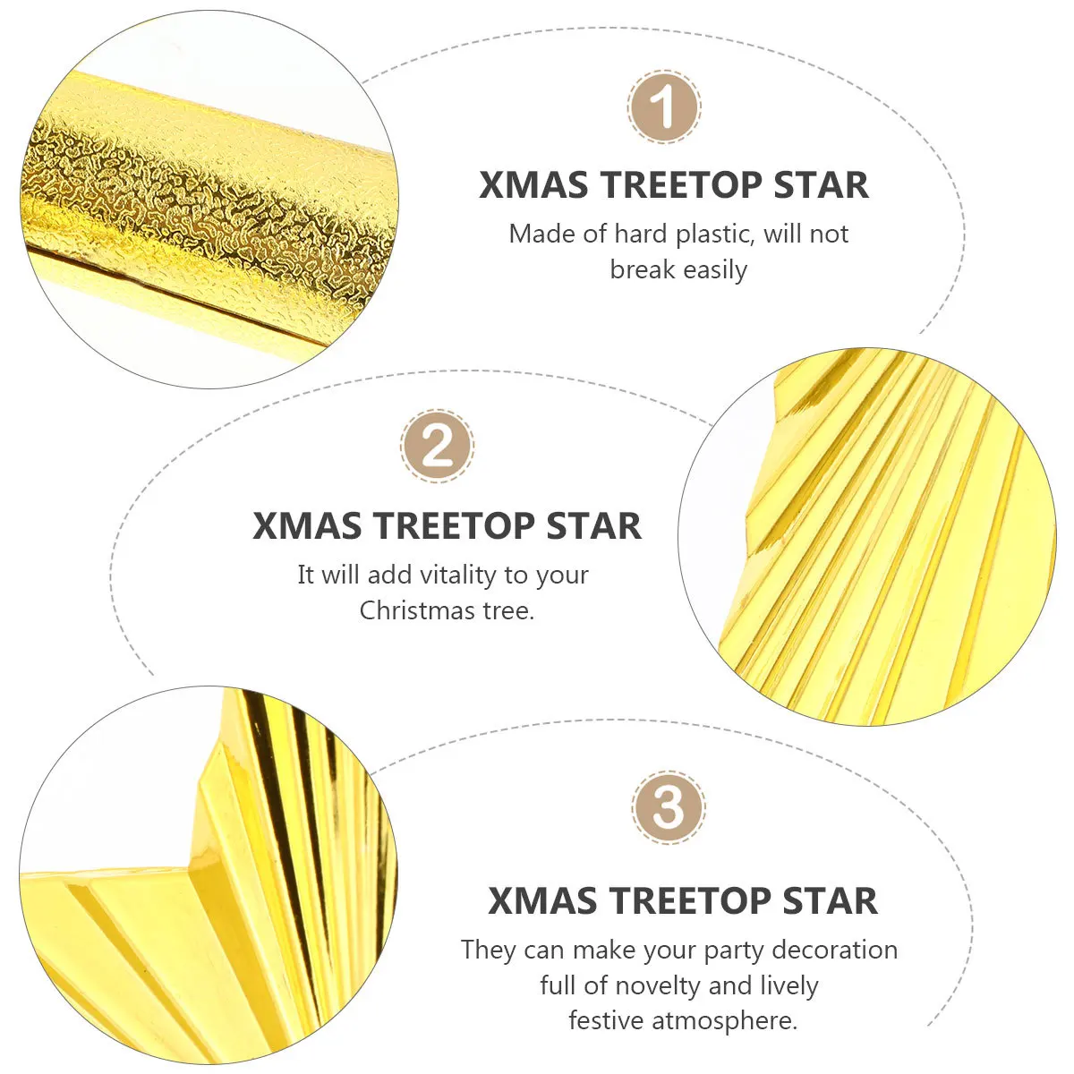 

2pcs Christmas Tree Topper Star Hard Plastic Holiday Decor For Party Festival Home Xmas Treetop Five-Pointed Pendant