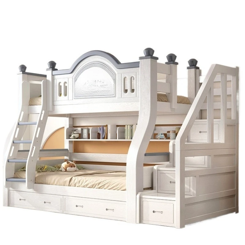 Upper and lower bunk beds Sister bed S type upper and lower bed Cherry wood bed Solid wood two-layer high