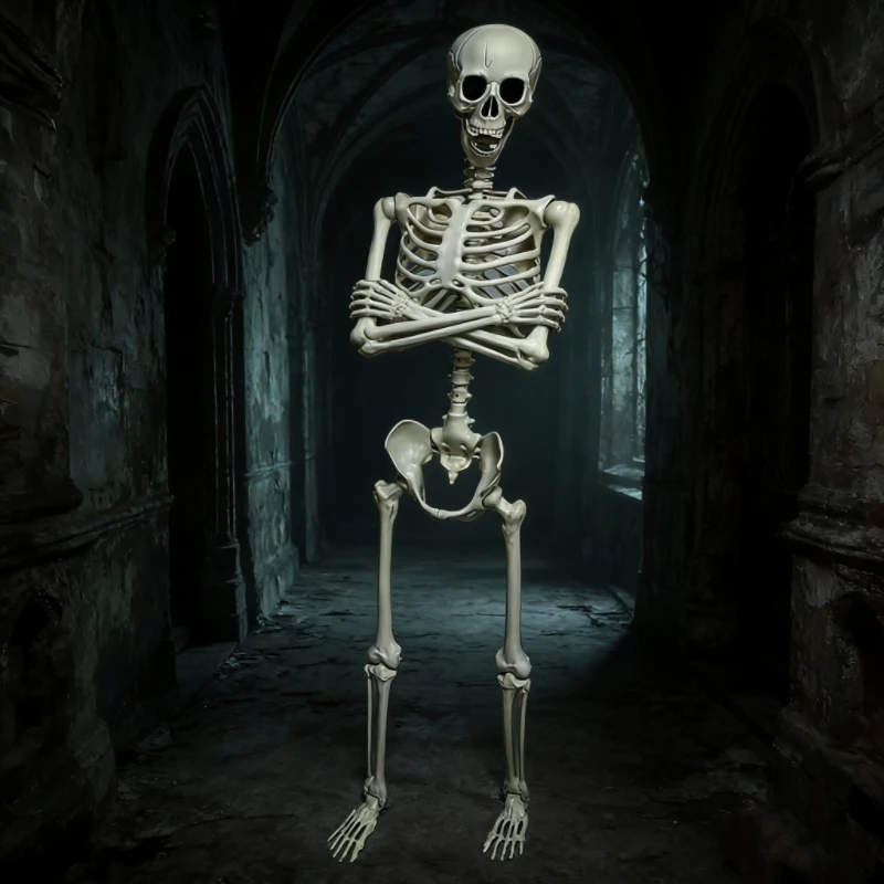 90Cm human skeleton frame ornament, Halloween haunted house secret room horror decoration, movable bone scene arrangement props