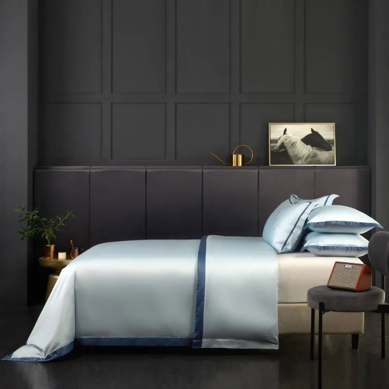 80 solid color cotton satin embroidery hotel linen, five-star hotel cotton high count bedding
