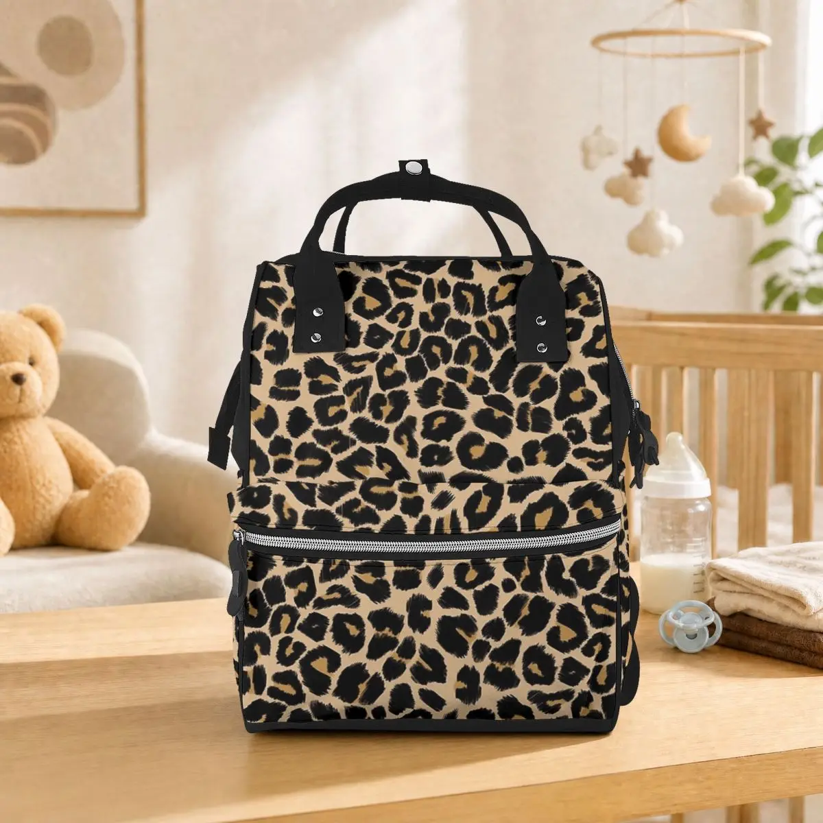 Leopard Print Traditional Colours Student Backpack School Bag Hiking Travel Daypack for Men Women Bookbag Shoulder Bags