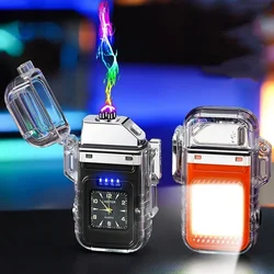 Waterproof Watch Lighter Windproof USB Plasma Rechargeable Lighter Outdoor Portable Smoking Cigarette Lighter Men's Watch Gift