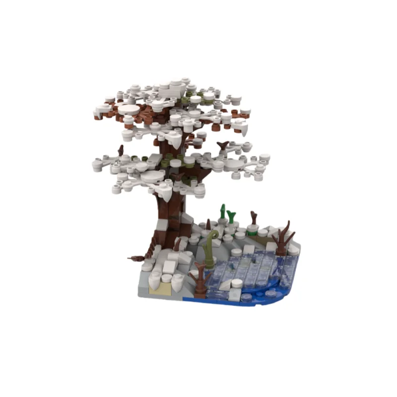 Modelo creativo de árbol de invierno modular arquitectónico MOC, bloques de juguete de construcción de partículas pequeñas, 348 piezas, adecuado para todos los entusiastas