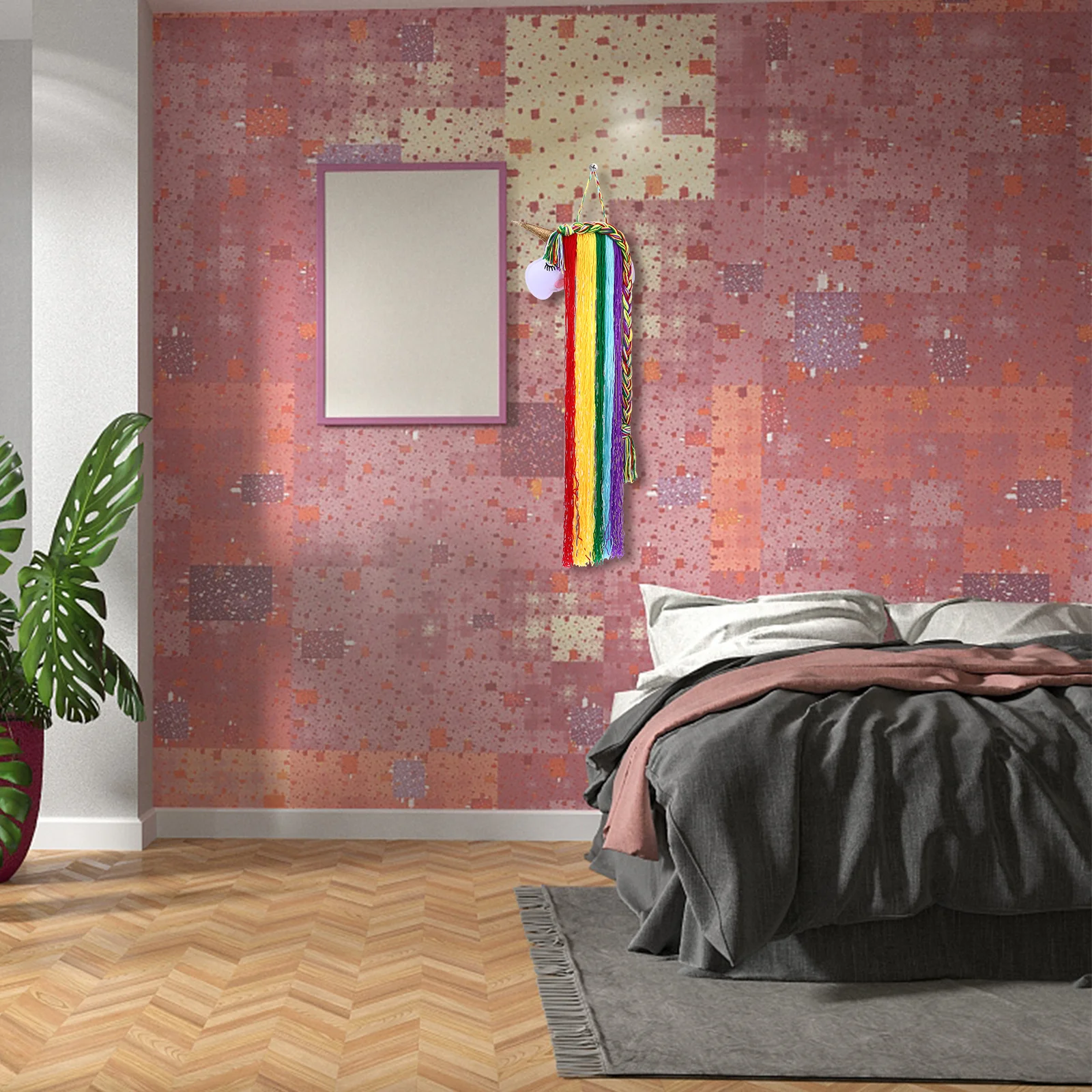 

Unicorn Tassel Hairpin Storage Rack Cute Hand-Woven Pendant Organizer for Hair Clips Headbands Wall Decor Gift