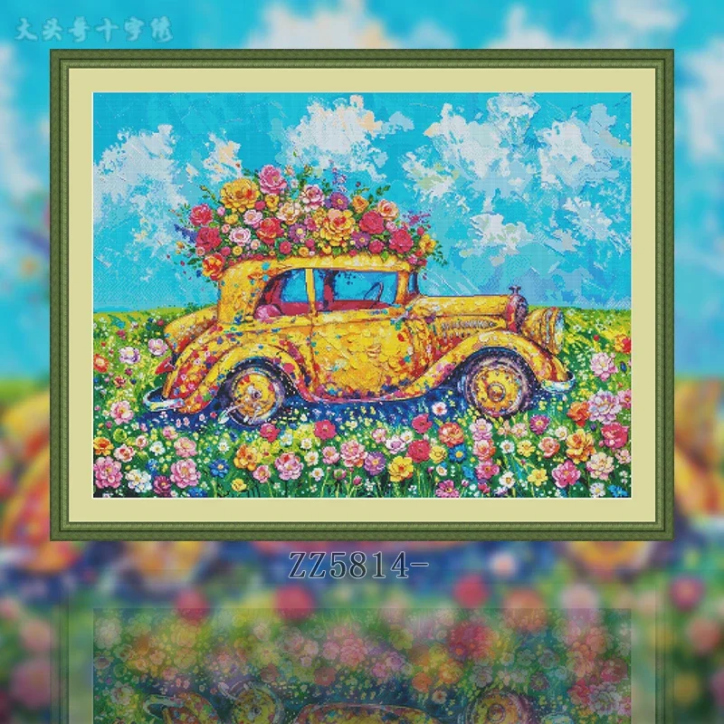 [ZZ5814-Symphony Float] Stamped Cross Stitch Kit 14CT 16CT Pre Printed Canvas Cotton Thread Embroidery Needlework for Wall Decor