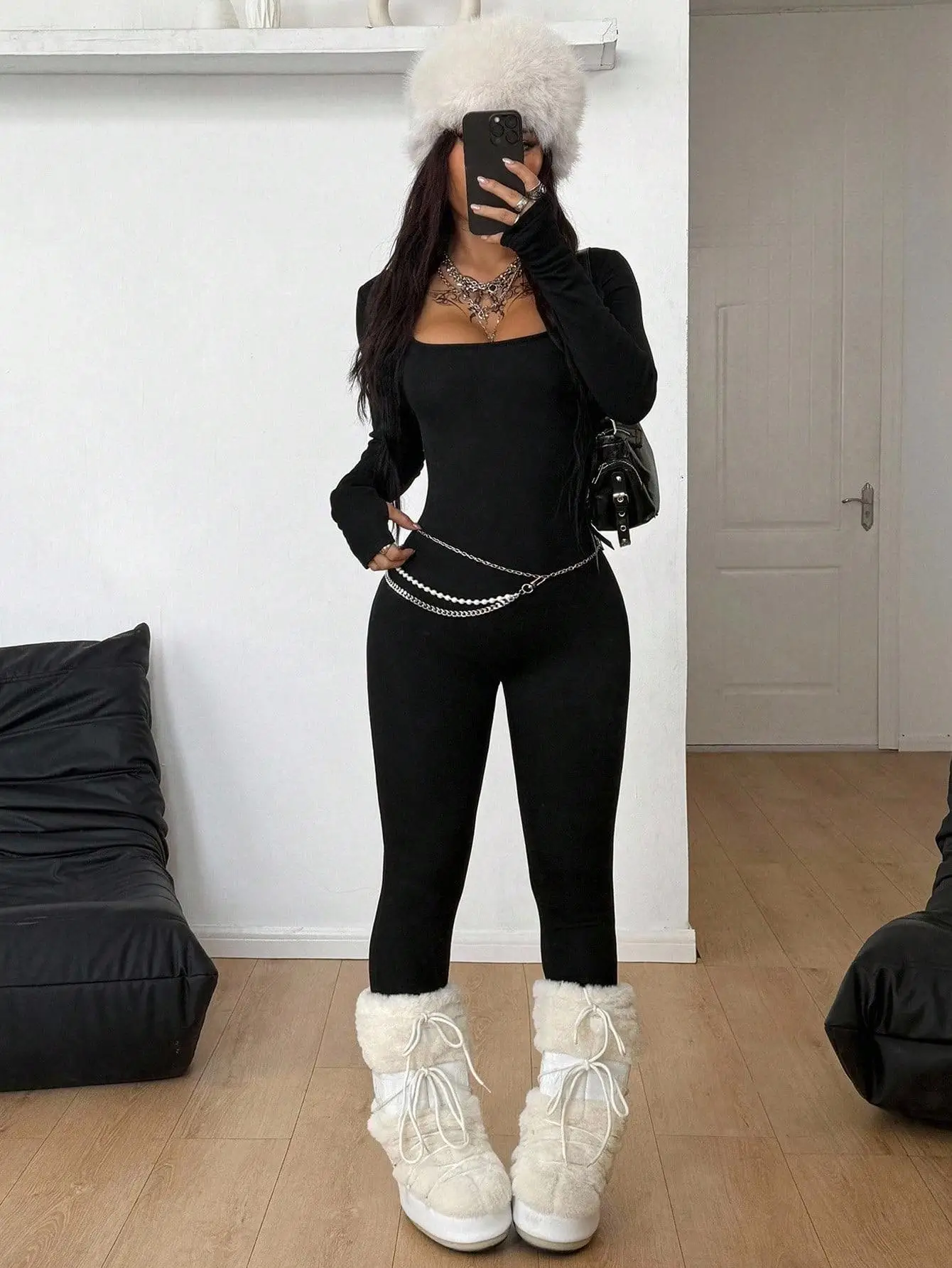 

STYLISH LADY Solid Long Sleeve Unitard Jumpsuit 2026 Summer Women Sexy Square Neck Bodycon Stretch Sexy Club Party Overalls