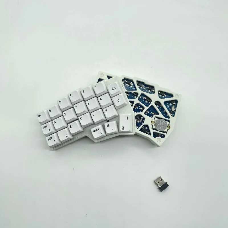 

WCORNE V4.1 Wireless Split Keyboard Custom Grey Wood Axis V4 Ergonomic 2.4G Single Mode Hotswap Left and Right Hand Keyboard