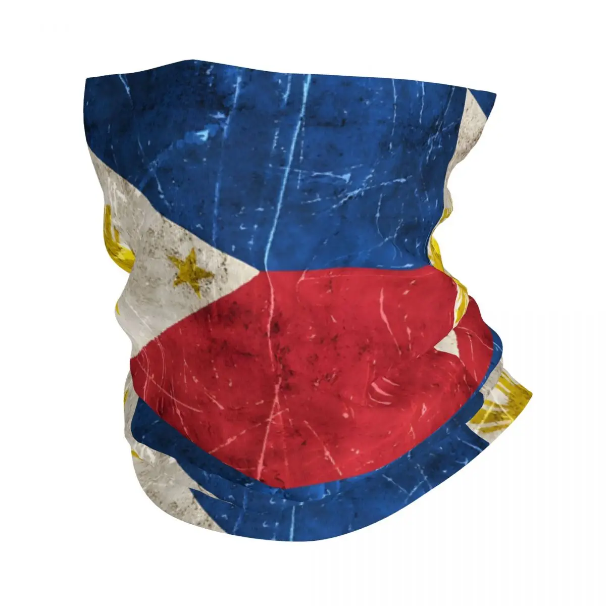 Vintage Aged And Scratched Filipino Flag Thin Wrap Scarf Bandana Neck Gaiter Face Cover Headband