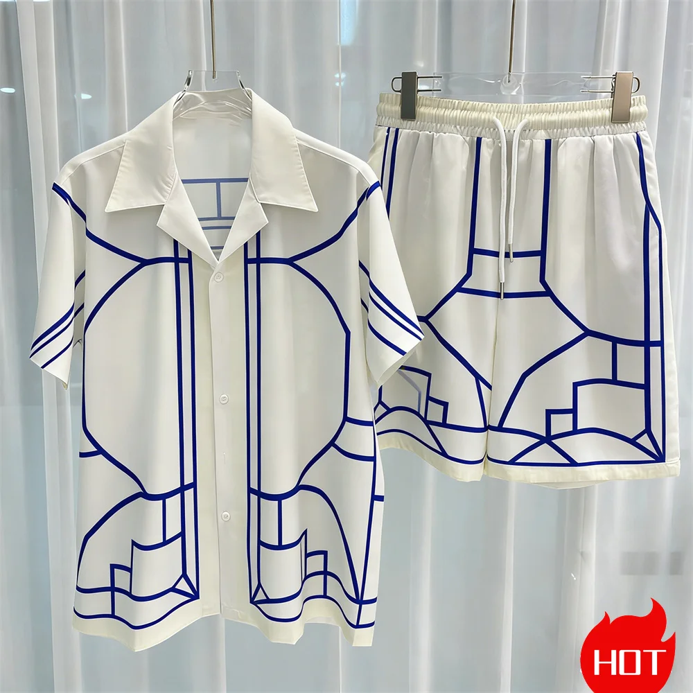 3D Men's set leisure two-piece shorts set high-quality summer Hawaii shirt sett Unisex y2k shirt set home pajamas Men's clothing