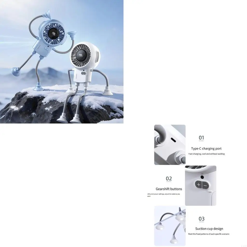 

F92F Multiple Functional Tiny Space Saving Fan With Included Rechargeable Battery Heat Safe delicate For Dormitory Vacation