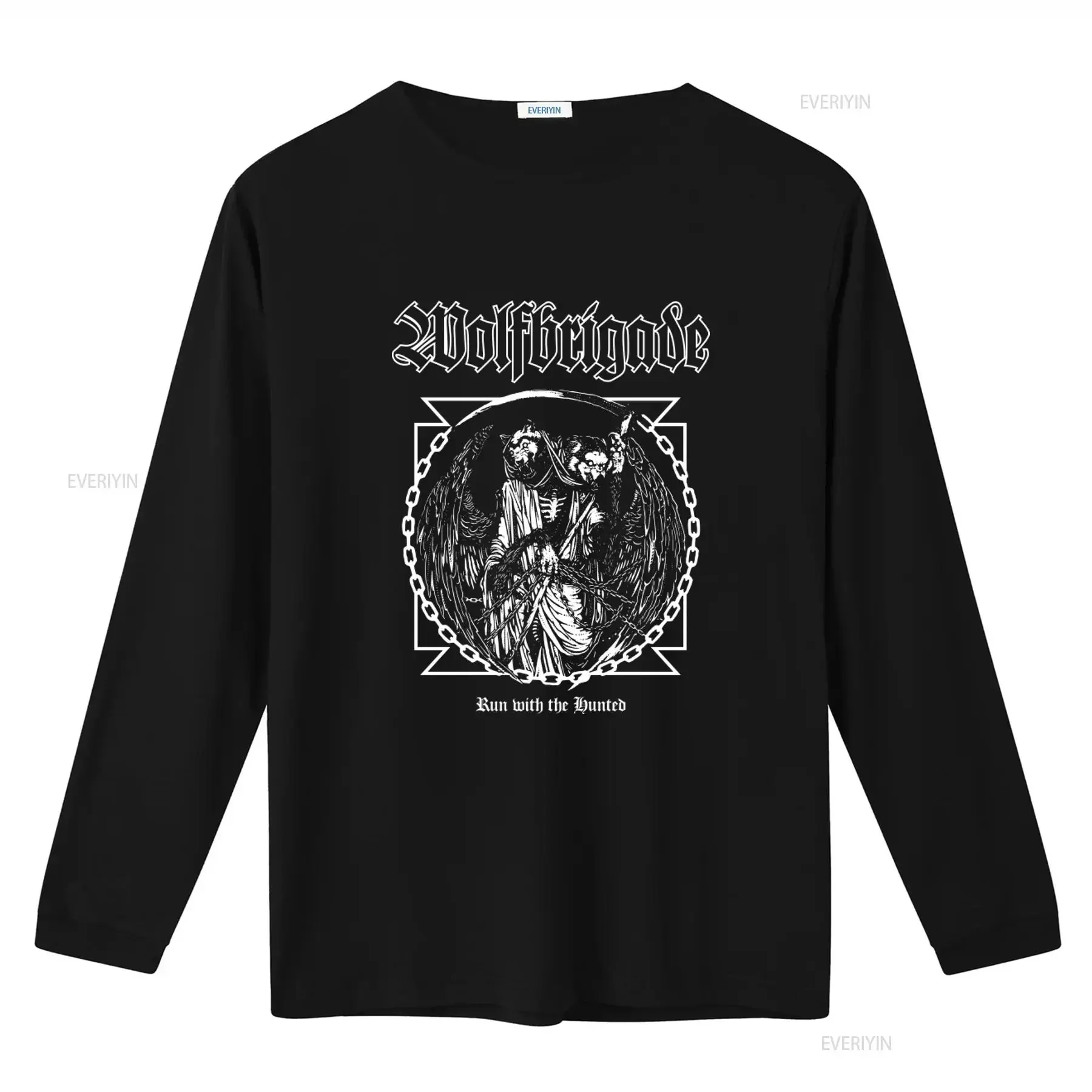 Wolfbrigade Run With The Hunted Official T Shirt D Beat Crust Punk Discore Discrust Swedish Hardcore Design vintage Washed