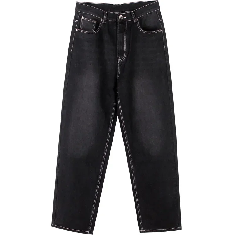 

2024 Men Spring and Autumn New Streetwear Baggy Jeans Loose Straight Wide Leg Pants Simple Casual Add Fat Code Jeans 30-46 Waist