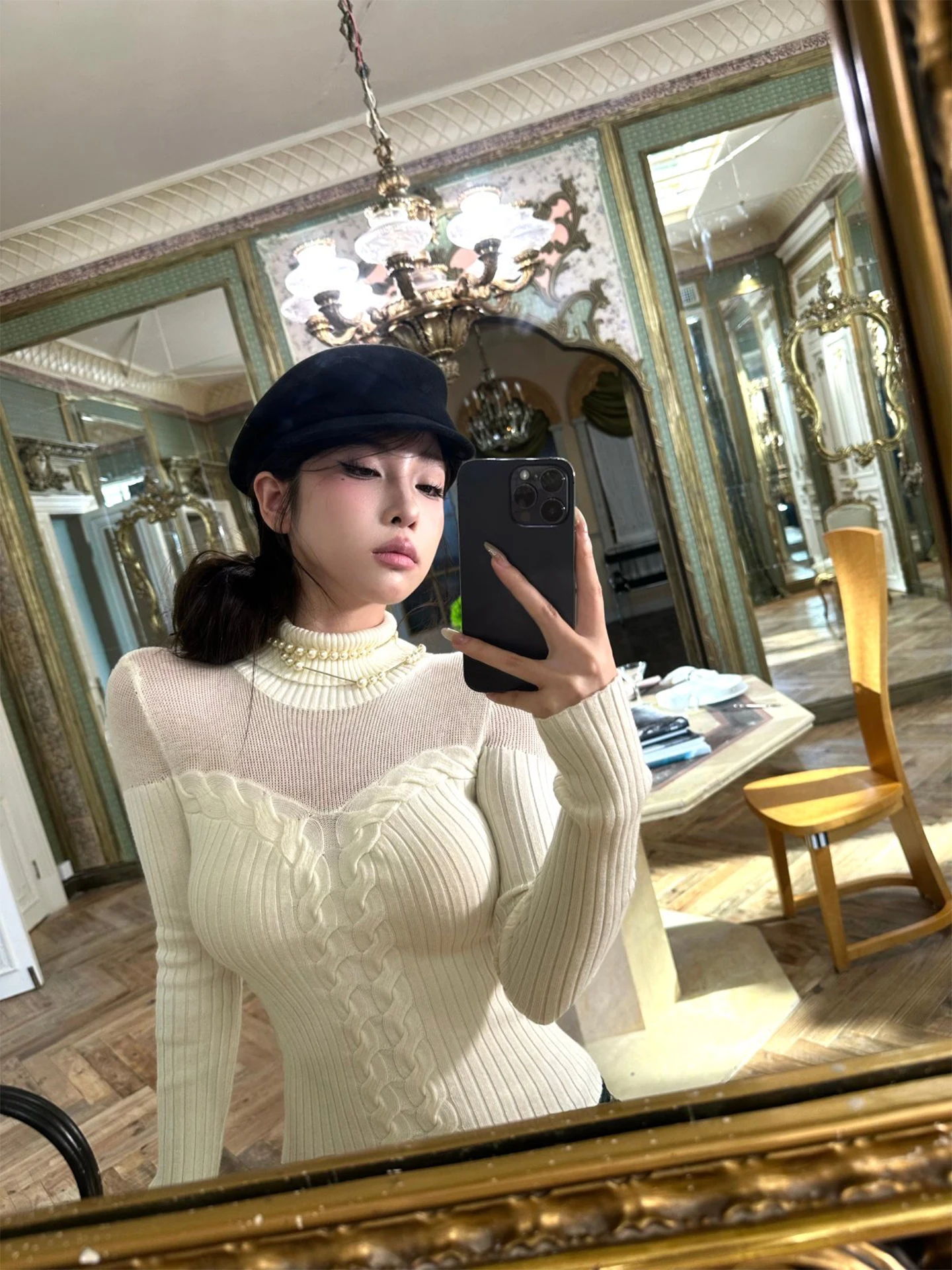 

FuunJ Women's Slim Fit Knitted Sweater Hollow out Design Overhead Sle Warmth Inner Wear mat Faion Autumn Winter