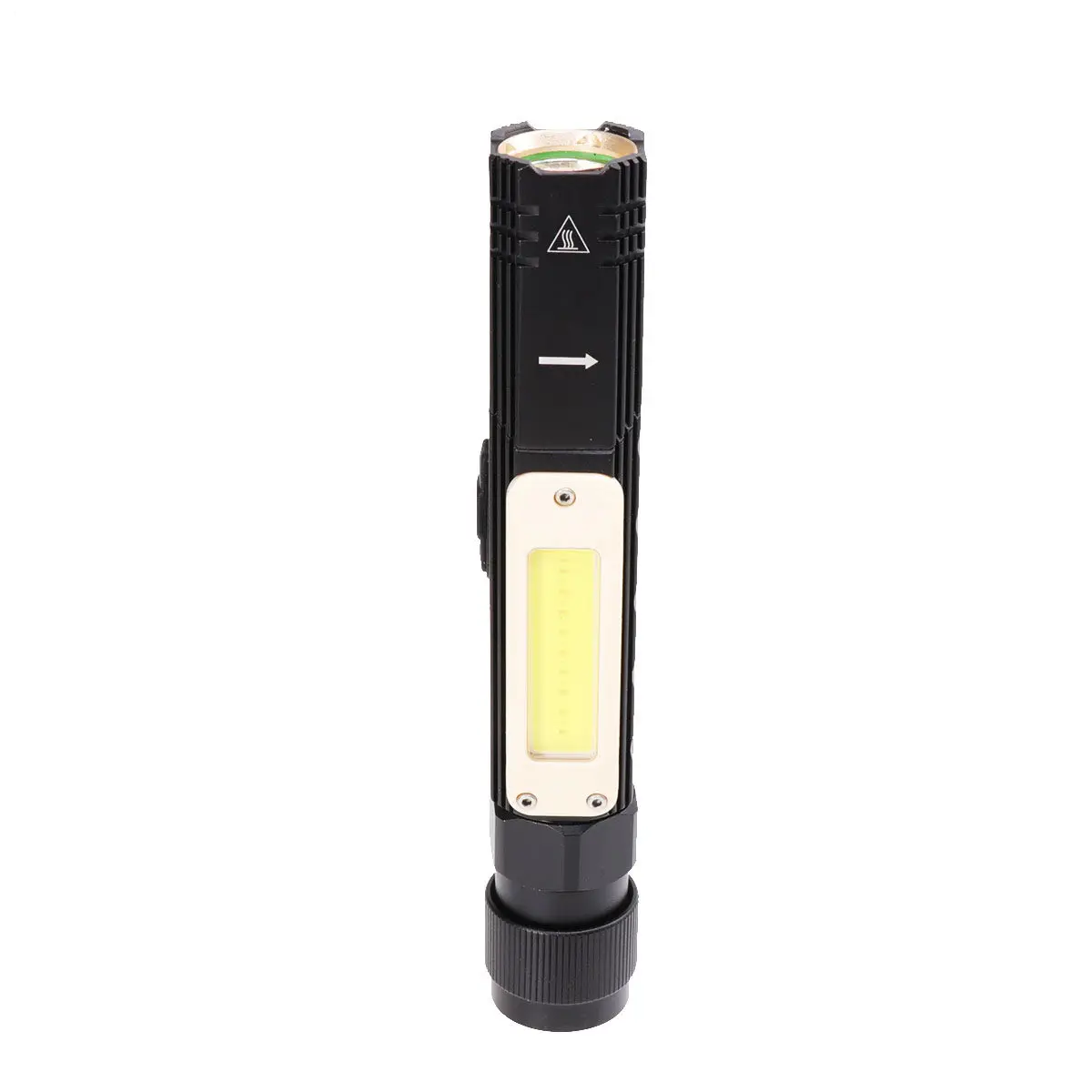 USB Rechargeable Tactical Flashlight Foldable Head 90 Degree Rotatable Magnet Work Light Cob Red White Light Handheld Torch L