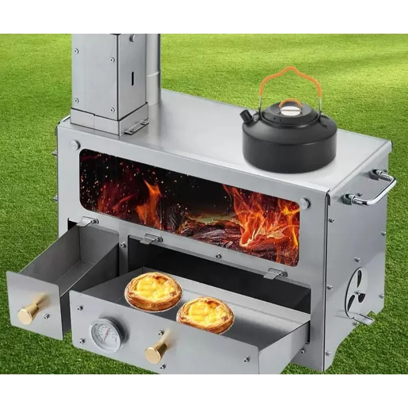 Camping Heating Furnace Outdoor Pellet Heating Furnace Integrated Multifunctional Portable Energy-saving Furnace 1pcs
