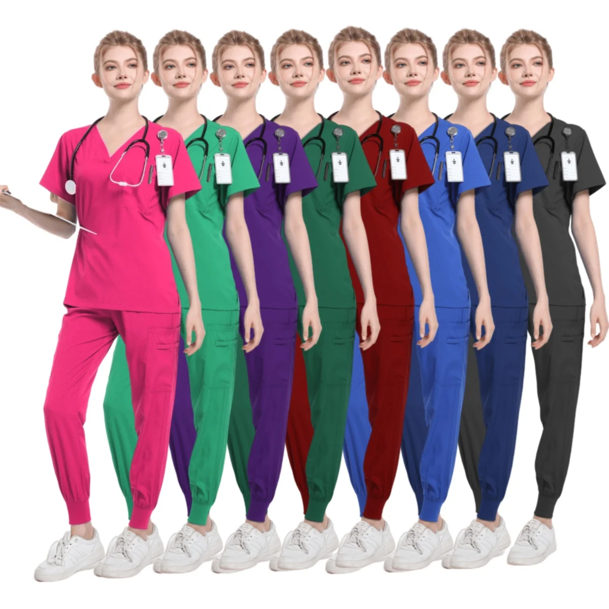 Set di Scrub da donna maglietta medica farmacia donna tuta da allattamento alla moda salopette da salone di bellezza uniforme da infermiera per ospedale