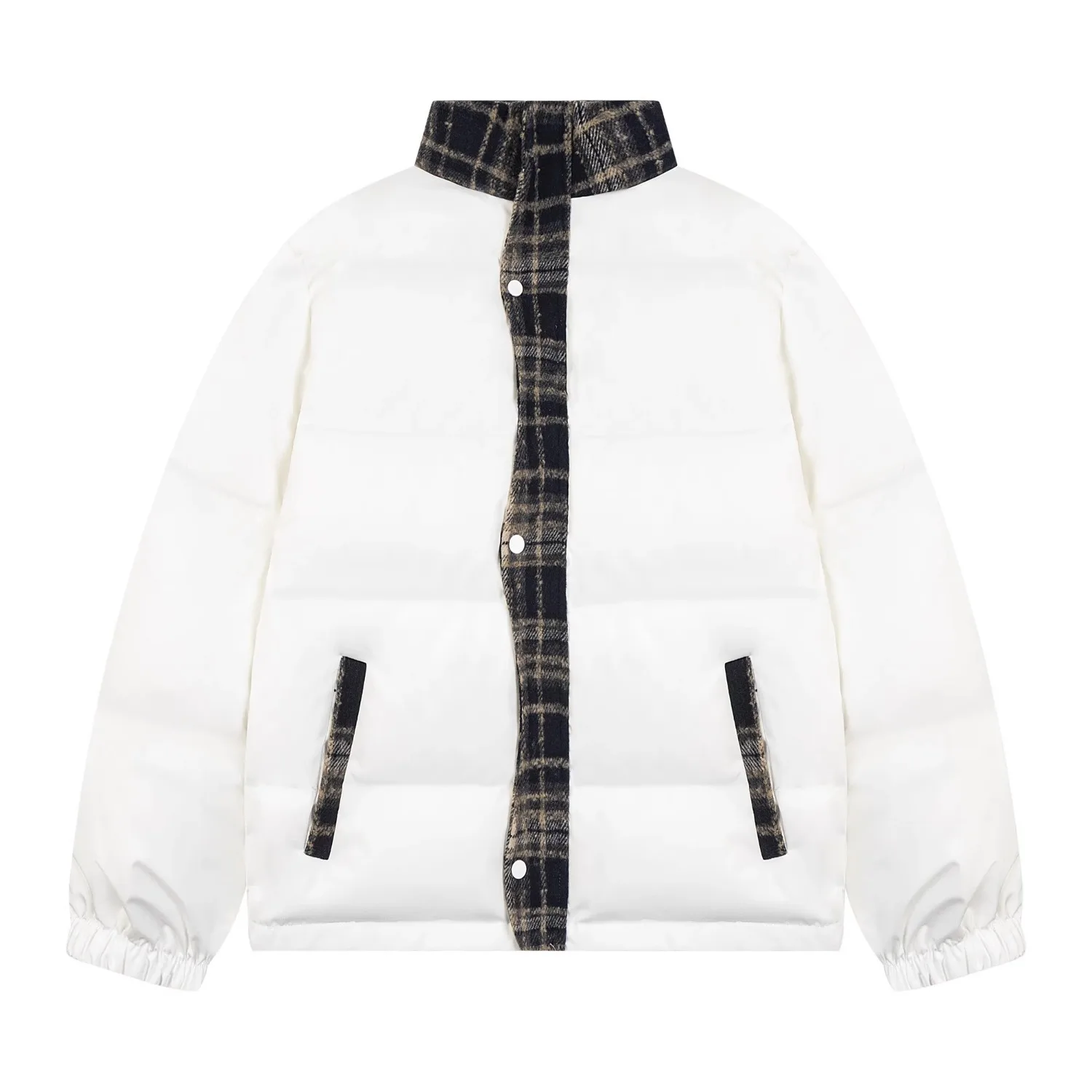 

China-Chic Brushed Plaid Splice Down Cotton Suit Winter Thickened Warm Jacket