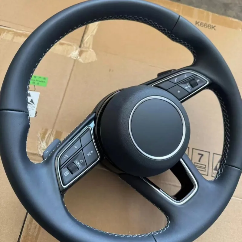Customized Circular Leather Steering Wheel For Audi A3 A3L A7 A8 RS A3 A4L A5 A6L A4L A3 A5 A6LAQ5 Q3 Q7 Car Accessories