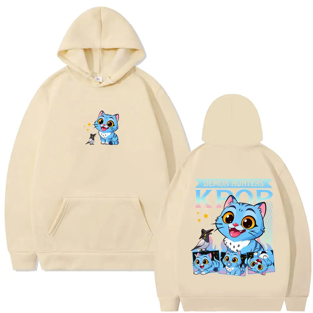 Kpop Demon Hunters Derpy Tiger Print Hoodie Man Casual Oversized Fleece Cotton Hoodies Men Women Fashion Cartoon Trend Pullover