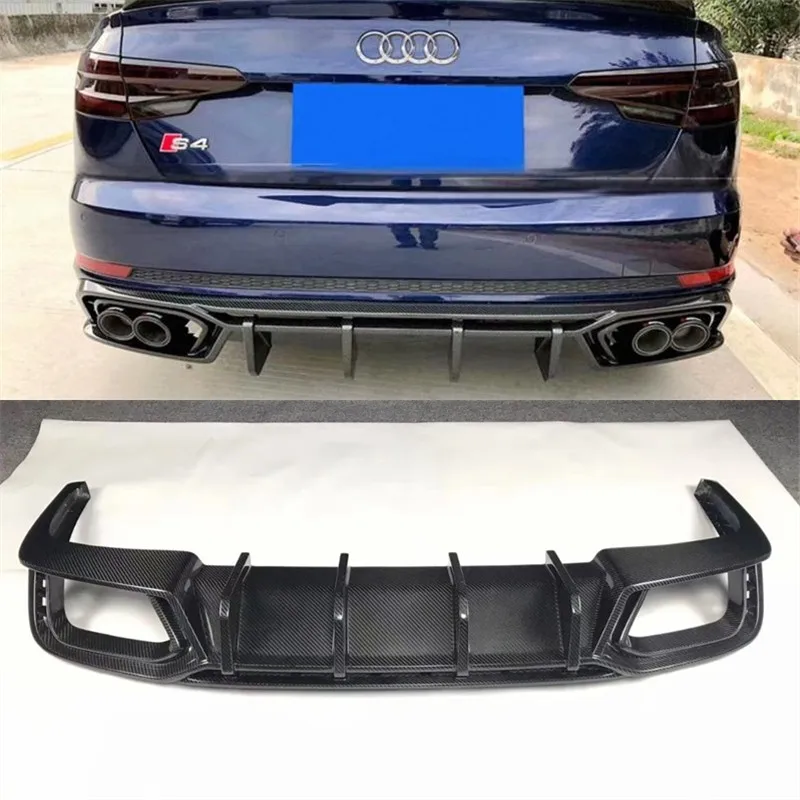 

Для Audi A4L S4 B9 2019 ReaI сухой бампер из углеродного волокна, задний спойлер, комплект