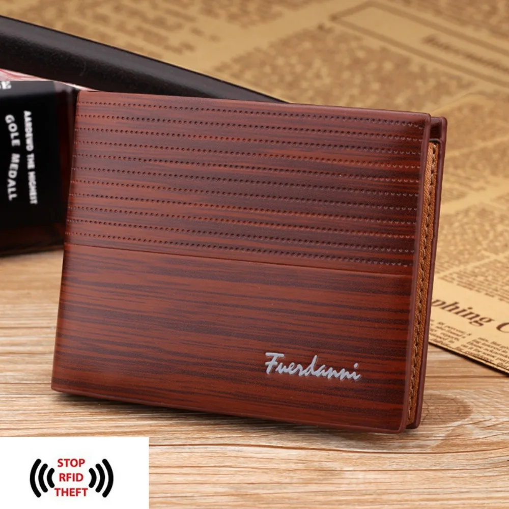 

Luxury Classic Men's Short Wallet Business Pu Leather Male Bifold Wallets Solid Color Casual Credit Card Holder Gift