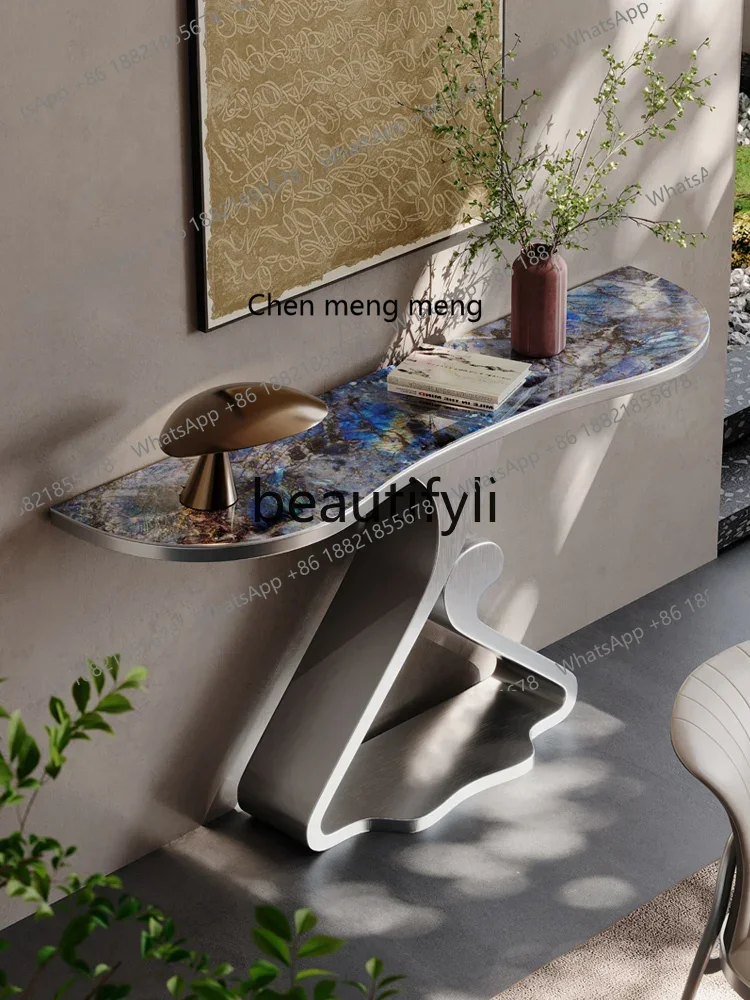 

B178 A Rock slab light luxury simple modern microcrystalline stone entrance cabinet end view table