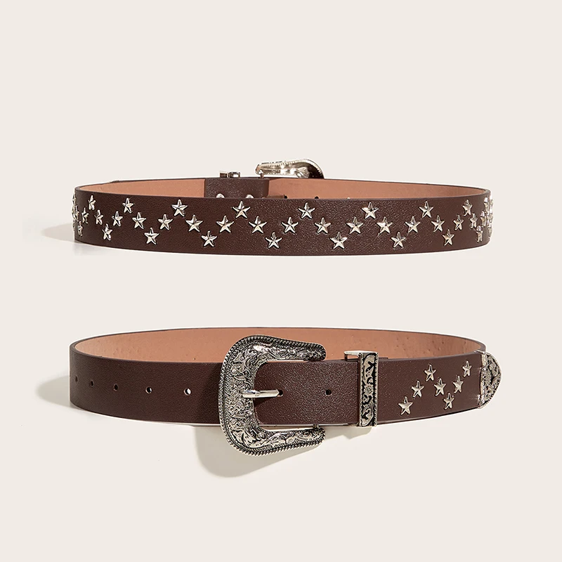 أحزمة برشام نجمة عتيقة للرجال والنساء ، مشبك معدني Y2K ، حزام روك بانك ، حزام خصر بو قوطي ، جينز ، سراويل ، إكسسوارات ديكور