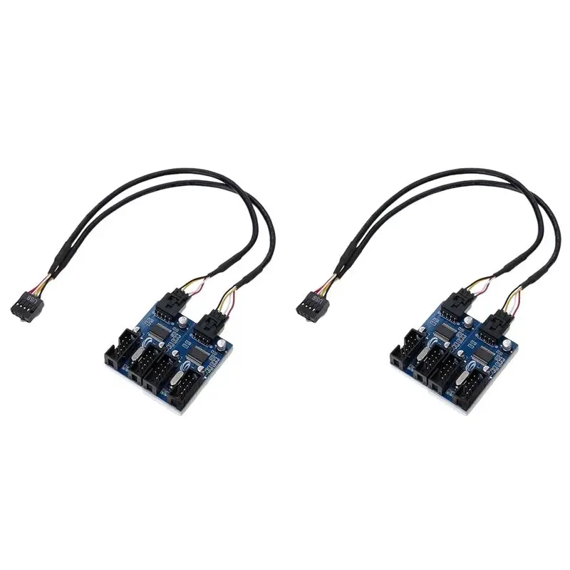 ABRI-2X Motherboard Usb 9Pin Header 1 To 4 Splitter Port Multiplier 30Cm Extension Cable