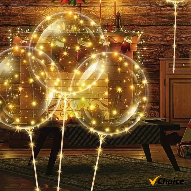 

50Pcs LED Luminous Bobo Balloons with Light String Clear Balloon Festival Decor Birthday Wedding Party Supplies Baby Shower