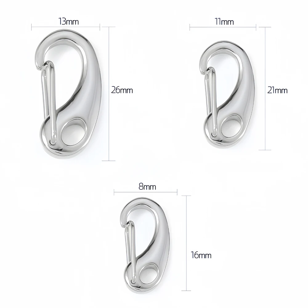 3 Stück Edelstahl-Hummer-Verschluss, Karabinerhaken, D-förmige Schlüsselanhänger-Verbindungsstücke für Armbänder, Halsketten, Ketten, DIY-Schmuckherstellung – Detail 1