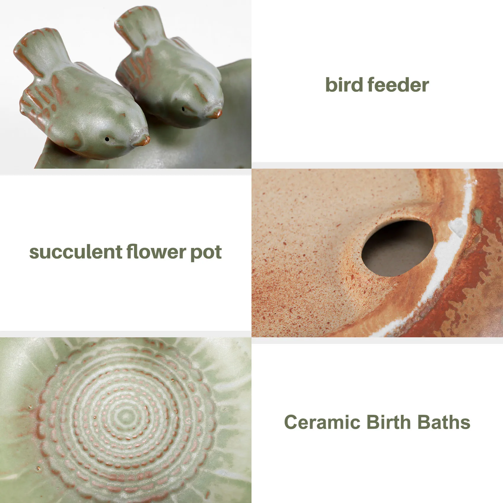 Ceramic Birth Baths Garden Decor Birth Feeder Ceramic Aquarium Retro Finish Bird Feeder images - 6