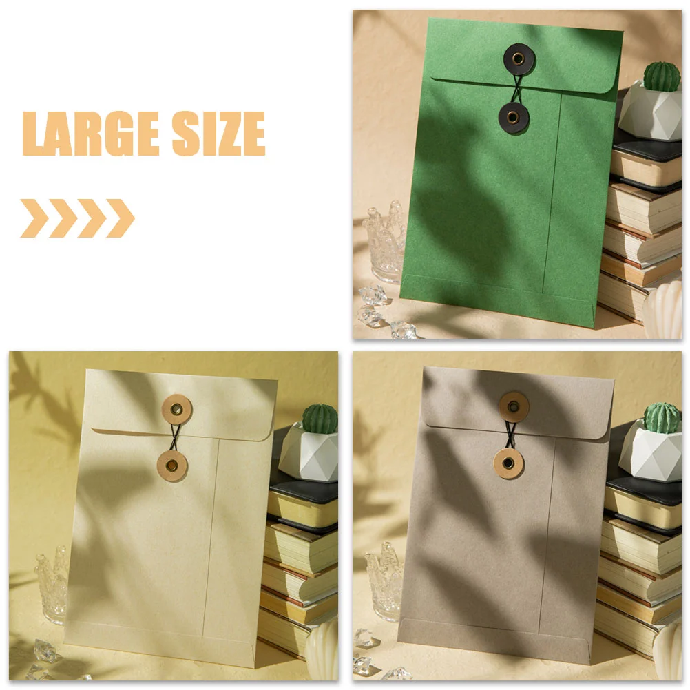 6 Pcs Portfolio Envelope Thick File Pockets Receipt Organizer Bag Folder Kraft Paper Large Bags Folders Office Buttons