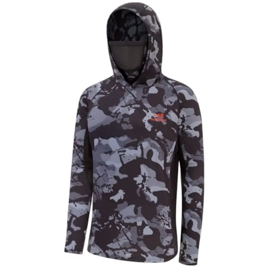 BASSDASH UPF 50+ Men's Fishing Hoodie Shirts with Mask Camo UV Long Sleeve Moisture Wicking FS53M