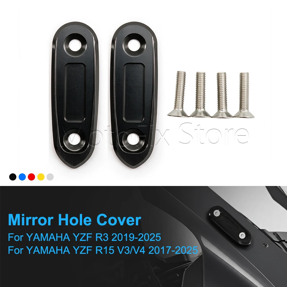 Motorcycle Windscreen Driven Mirror Eliminators Cap Rearview Mirror Hole Cover For YAMAHA YZF R3 YZF R15 V3 V4 2017-2025