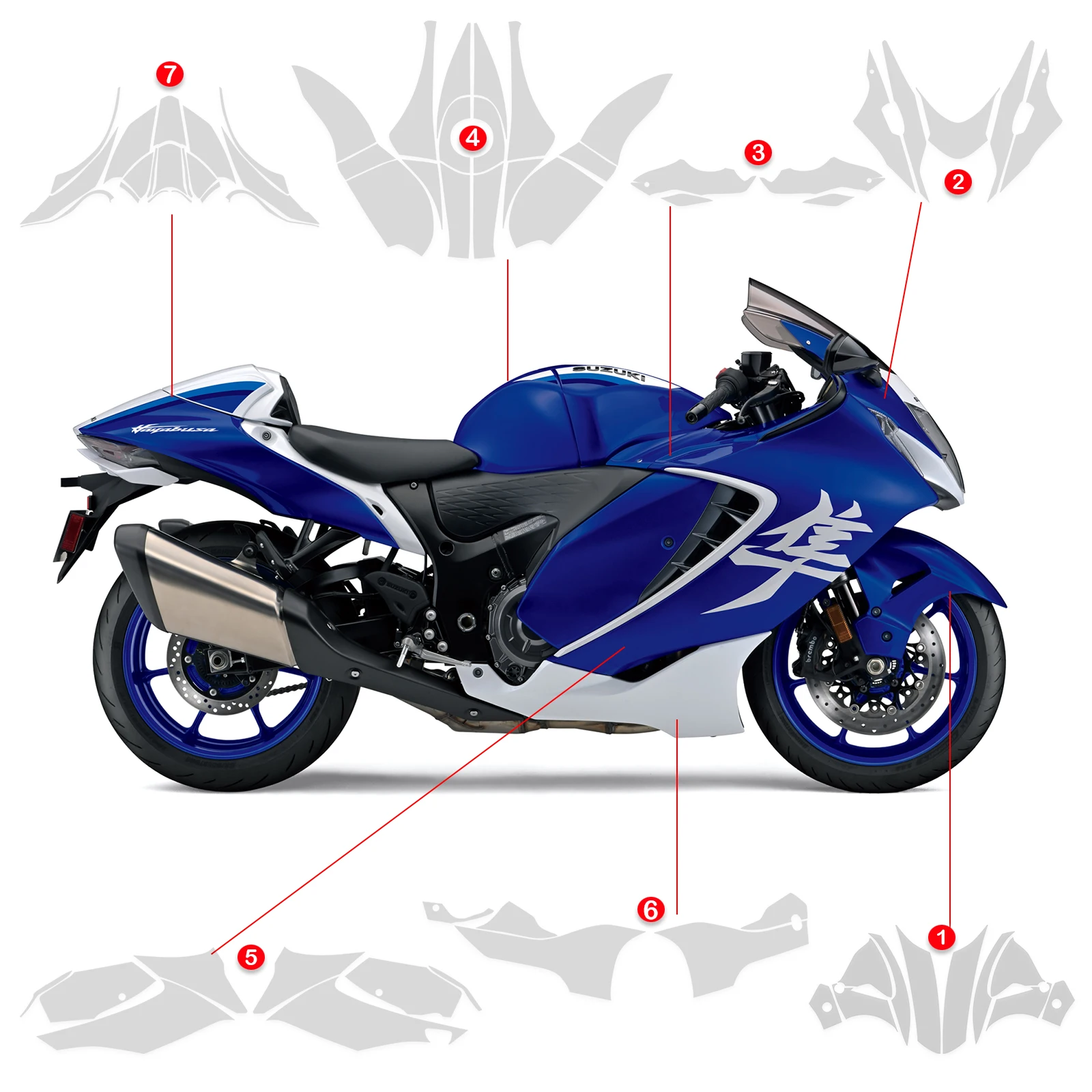For SUZUKI HAYABUSA GSX 1300 R PPF GSX 1300R TPU Motorcycle Paint Protection Film Anti-scratch Transparent Protective Sticker