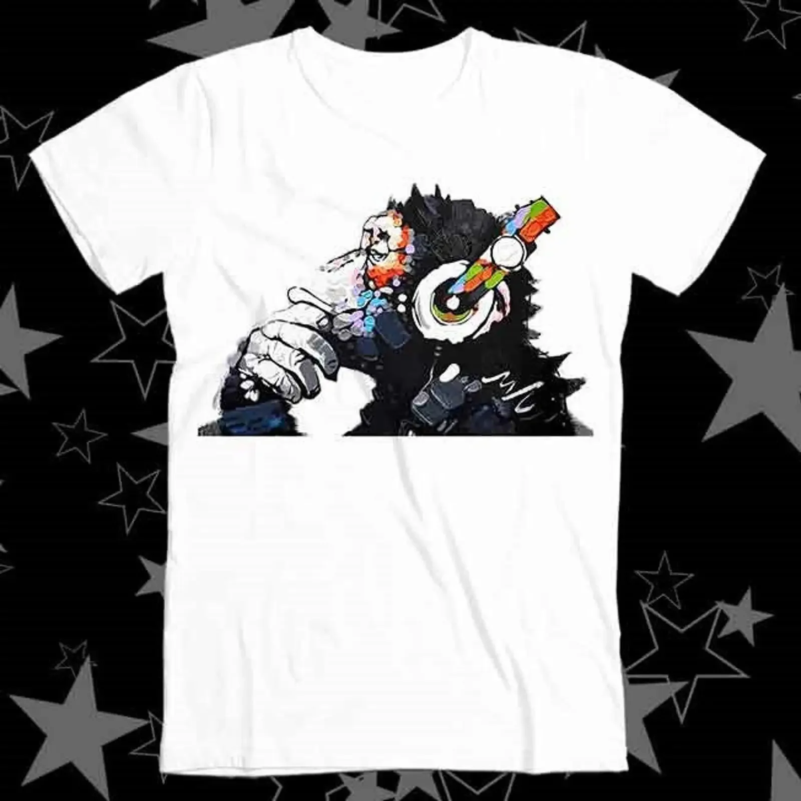Banksy DJ Monkey Thinker with Headphones Best Seller Top T Shirt 484 vintage Washed Top For Everyday Wear homme Stretched