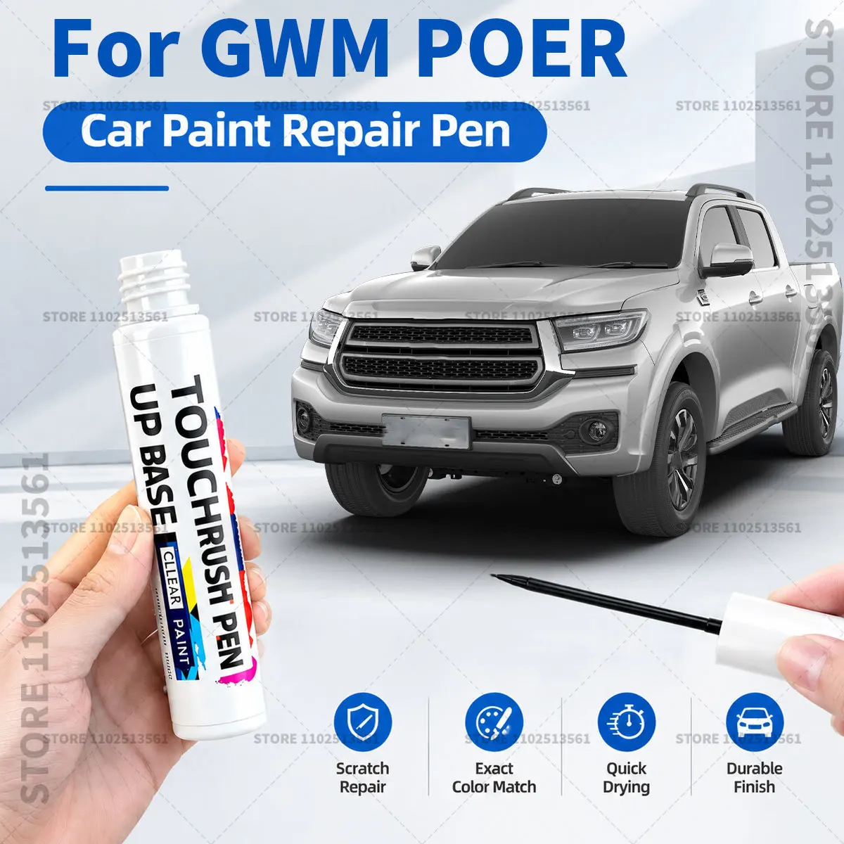 For GWM POER White Automotive Touch Up Paint Pen Scratch Repair Marker for Car Body Bumper Door Paint Restoration Accessories