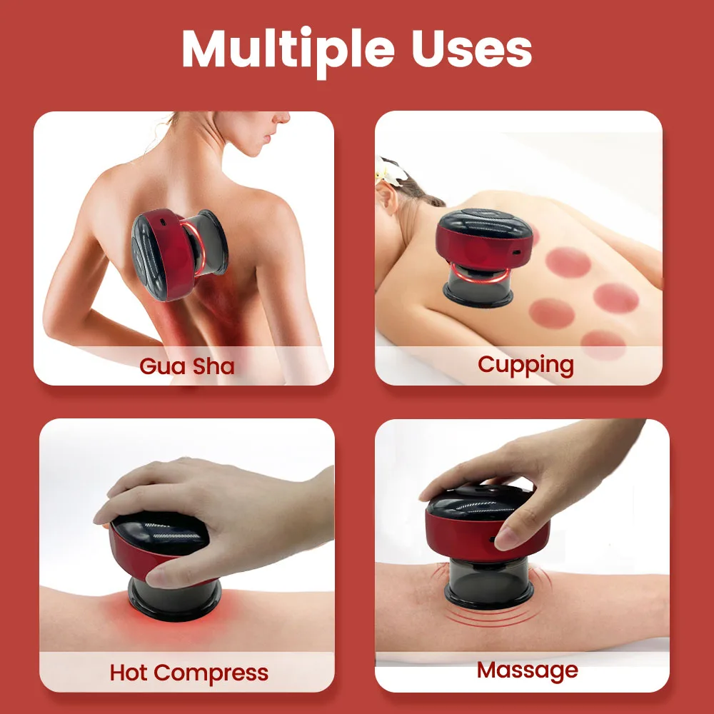 Smart Electric Vacuum Cupping Device Body Scraping Massager Heating Suction Cup Device Physical Fatigue Relief Beauty Health