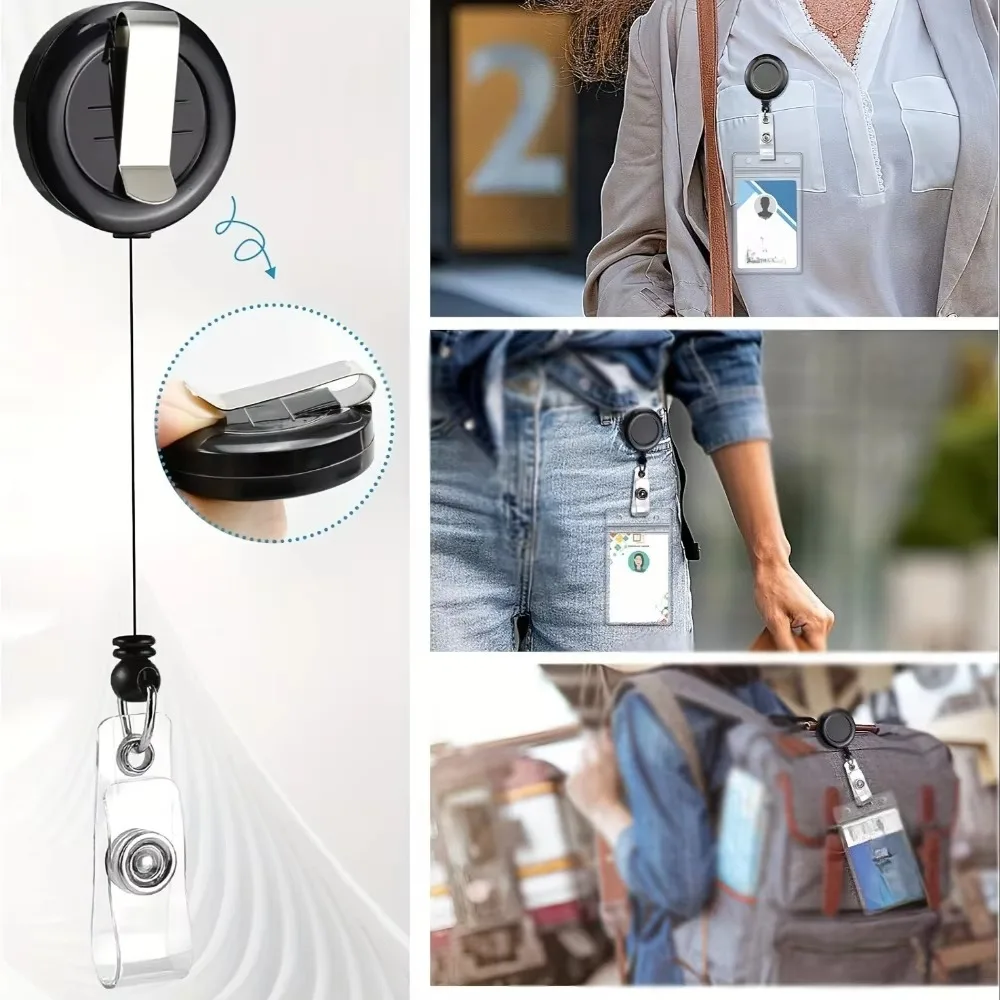 1PC Retractable Badge Reel Set, Lobster Clasp with Waterproof ID Card Holder, for Work ID Badges & Name Tags